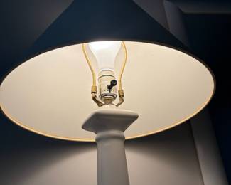 C21 - $20. Single White Table Lamp. Shade is in good condition.