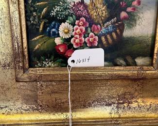 C113 - $75. Robert Grace Floral Still Life. Framed it measures 16" x 14".