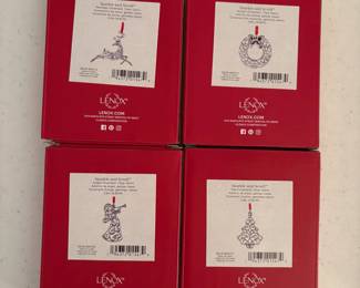C83 - $40. LOT of 12. Lenox Sparkle & Scroll Silverplate Ornaments. 8 from the same collection, 4 from a different one. All in original boxes & packaging.