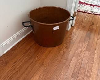 C42 - $250. Large Copper Pot. Measures 21.5" x 15.25" tall.