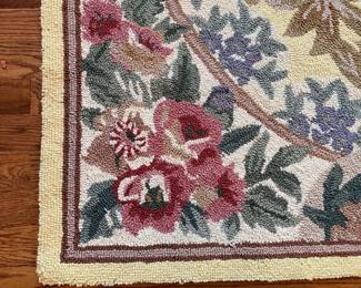 C24 - $200. Set of 3 Hooked Rugs from Petit Point (MER). 100% wool. Largest measures 66" x 43". 2 Smaller measures 47" x 30".