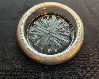 C105 - $35. Set of 6 Sterling Rimmed Coasters.
