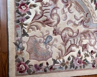 C30 - $75. Royal Palace Rug. 100% Wool Pile. Measures 9' x 12'. Does have some staining and was used under the dining room table.