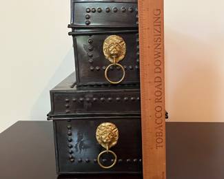 C110 - $25. Pair of Decorative Metal Boxes (not old)