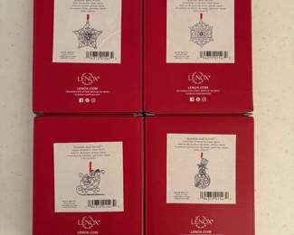 C83 - $40. LOT of 12. Lenox Sparkle & Scroll Silverplate Ornaments. 8 from the same collection, 4 from a different one. All in original boxes & packaging.