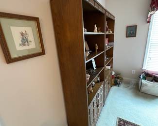 C52 - $50. 2 MDF Bookshelves. Veneer chip on the base of each one. Measures 30" x 14" x 72" tall.
