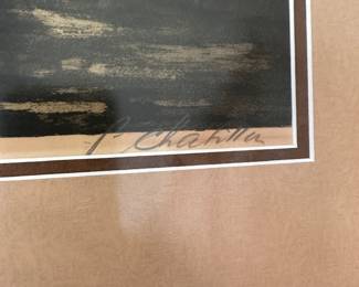 C25 - $50. Pierre Chatillon Signed etching of a Canal. Measures 29.5" x 33" framed.