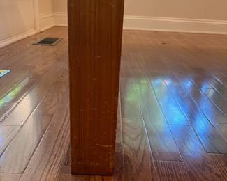 C27 - $100. Dining Table with Leaf that stores inside itself. (No chairs included)Measures 64.75" x 39" wide x 28.5" tall. Has a spot of damage to the veneer in the center - see photos.