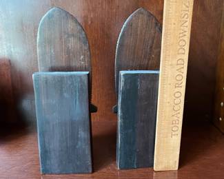 C44 - $20. Hand Carved Bookends. Made in Tanganyika. Measures 3" x 4" x 9" tall.