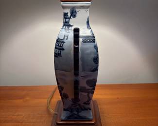 C16 - $50. Crackle Glaze Pagoda Lamp. Measures 28.5" tall.
