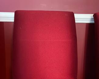 C28 - $100. Set of 6 Upholstered Dining Chairs from Sofa's & Such. 2 have sun fading and some have discoloration spots. Measures 19.25" wide x 21" deep. Floor to seat is 17.5". Floor to top of back is 36".