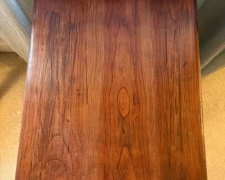 C54 - $40. Solid Wood Side Table in good condition. Has a scratched area on the top towards the front. Measures 17.5" x 22" deep x 27" tall.