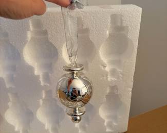 C87 - $40. Mercury Glass Silver Ornaments by Valerie. Set of 12. 6" tall.