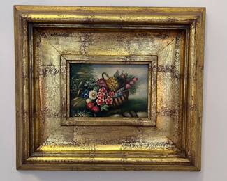 C113 - $75. Robert Grace Floral Still Life. Framed it measures 16" x 14".