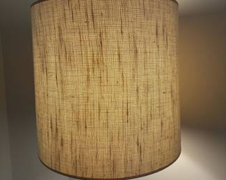 C33 - $175. MCM Teak Wood Base Floor Lamp. Measures 60" tall. Has original shade that is in fair condition.