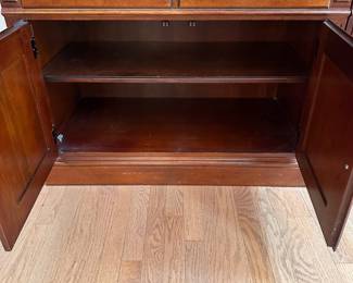 C3 - $150 for the pair. Pennsylvania House TV Cabinet. Moves in 2 pieces. (willing to split if I have interest) Larger part holding the TV is 48" wide x 24" deep x 88" tall. (TV space measures 37.5" x 43" tall and is currently holding a 40" TV.) Smaller cabinet with adjustable glass shelves measures 36" wide x 18" deep x 78" tall.