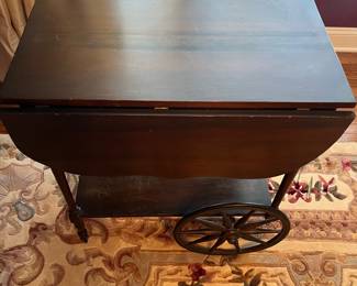 C29 - $75. Wheeled Tea Cart. Measures 27" x 17.5" x 28.5". Each leaf adds an additional 9.75".