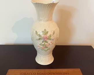 C108 - $30. Belleek Bloomfield Anniversary Vase.