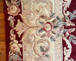 C112 - $150. Royal Palace Handmade Rug. 100% Wool. Measures 90" x 113".