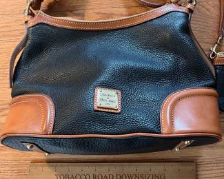 C12 - $75. Vintage Y2K Dooney & Bourke Black Pebble Leather Hobo Bag / Purse with matching wristlet. Measures 13" x 5.5" x 9".