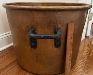 C42 - $250. Large Copper Pot. Measures 21.5" x 15.25" tall.