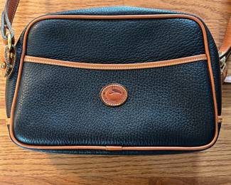 C10 - $45. Vintage Y2K Dooney & Bourke Camera Bag. Crossbody, Black Pebble Leather. Measures 10" x 3" x 7".