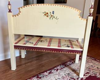 C111 - $225. Painted Bunny Bench. Measures 48.5" x 21" 43.75" tall. Floor to seat 19.5".