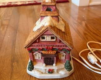 C80 - $40. Lot of 5 Christmas Village: 3 Hallmark, 1 Lord & Taylor, 1 unbranded multi plug. Excellent condition. 8" - 10" tall.