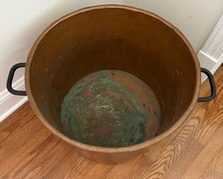 C42 - $250. Large Copper Pot. Measures 21.5" x 15.25" tall.