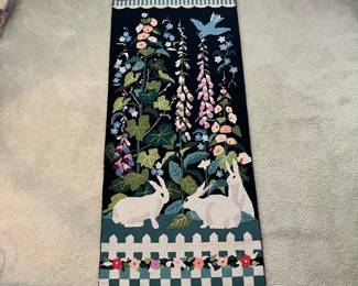 C23 - $200. Claire Murray "English Garden" 100% Wool. Hooked runner. Measures 2' x 5'. Feb 1990 manufacture date