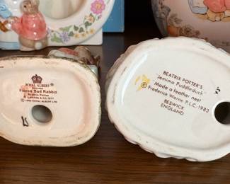 C51 - $40. 10 Piece Beatrix Potter / Peter Rabbit LOT. Cross Stitch, music box, Beswick Figurine, Royal Albert, Wedgwood, etc.