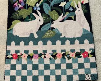 C23 - $200. Claire Murray "English Garden" 100% Wool. Hooked runner. Measures 2' x 5'. Feb 1990 manufacture date