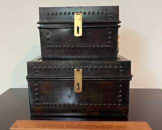 C110 - $25. Pair of Decorative Metal Boxes (not old)