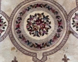 C30 - $75. Royal Palace Rug. 100% Wool Pile. Measures 9' x 12'. Does have some staining and was used under the dining room table.