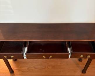 C90 - $95. Bombay Company Mahogany Console Table. Measures 48" x 12" x 30" tall.
