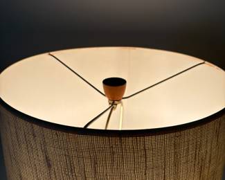C33 - $175. MCM Teak Wood Base Floor Lamp. Measures 60" tall. Has original shade that is in fair condition.