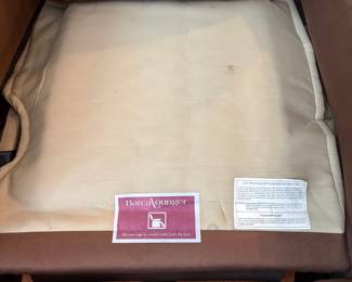 C81 - $10. Brown Suede Barca Lounger Swivel Recliner. Fair Condition. Seat spring and left arm are broken. Measures 38" wide x 36" deep x 38" tall.