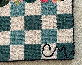 C23 - $200. Claire Murray "English Garden" 100% Wool. Hooked runner. Measures 2' x 5'. Feb 1990 manufacture date