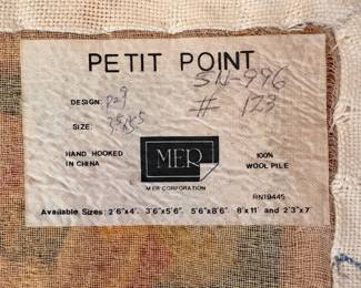 C6 - $60. Petit Point Hooked Rug Collection. 100% Wool Pile. Measures 3.5" x 5.5".