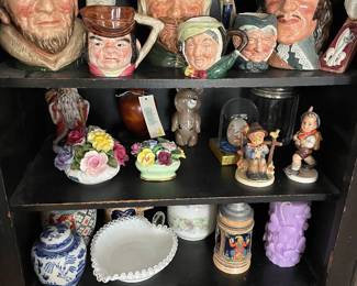 Toby Mugs, German steins, Hummels, Milk Glass.