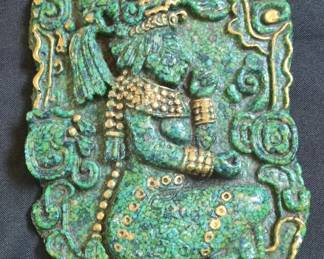 Michael Zarebski Malachite and GoldTone Wall Plaque