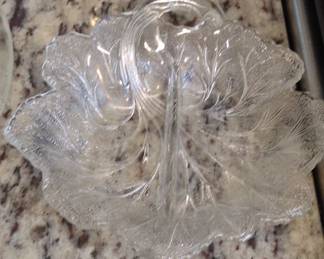 Indiana Glass Pebble Leaf Relish Dish