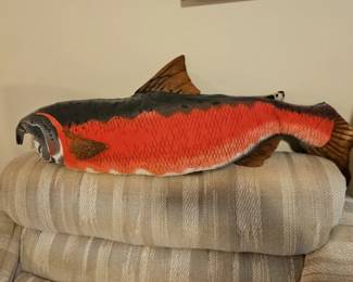 Hand Carved Wooden Coho Salmon Figurine