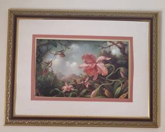 Framed Print of Orchids and Hummingbirds by Martin Johnson Heade