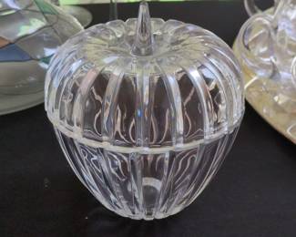 Crystal Apple Shaped Candy Dish with Lid