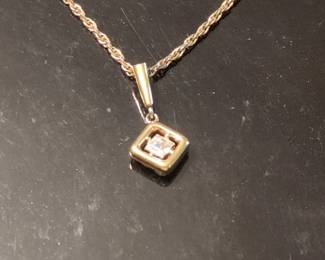 Gold Tone Diamond Accent Square Pendant Necklace second image