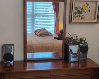 MidCentury Modern Walnut Dresser and Mirror by American of Martinsville