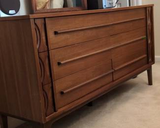MidCentury Modern Walnut Dresser and Mirror by American of Martinsville second image