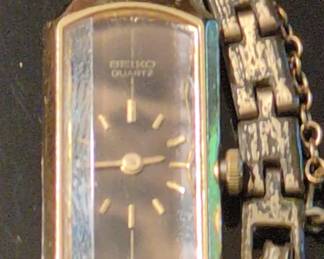 Seiko Quartz Womens Rectangular Watch with GoldTone Bracelet second image