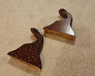 Vintage Decorative Bookends  Faux Tortoiseshell and Floral Motif